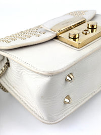 Metropolis Mini Gold Studded White Bag