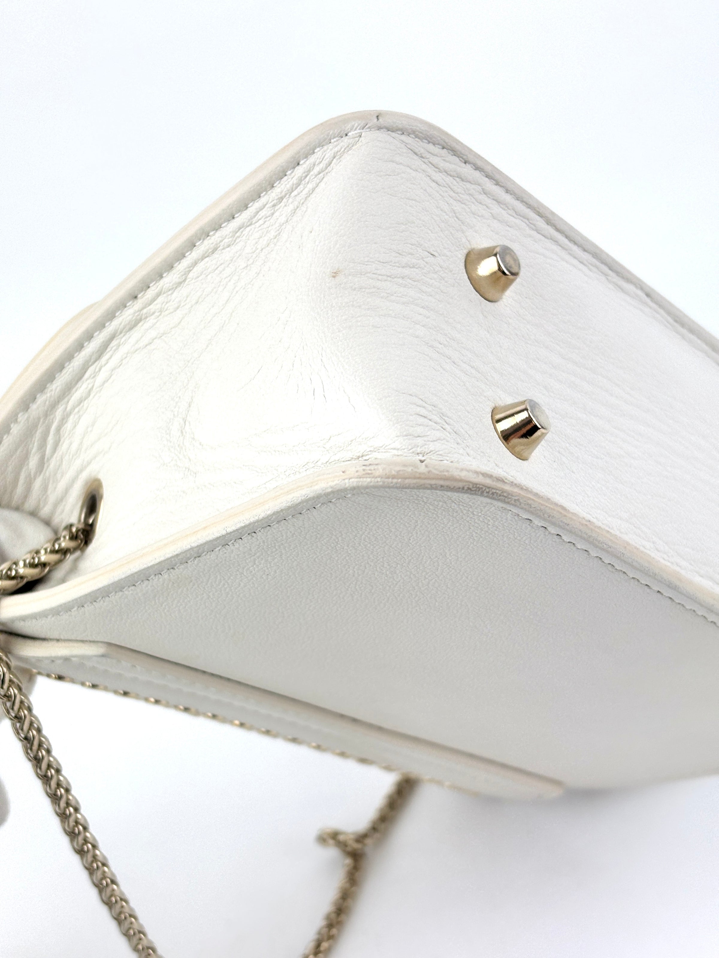 Metropolis Mini Gold Studded White Bag