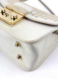 Metropolis Mini Gold Studded White Bag
