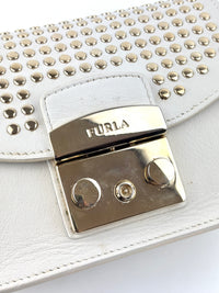 Metropolis Mini Gold Studded White Bag