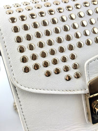 Metropolis Mini Gold Studded White Bag