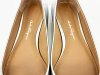 Zeri Pointed Toe Flat Metallic Silver Calfskin Size 38.5
