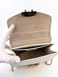 Metropolis Mini Gold Studded White Bag