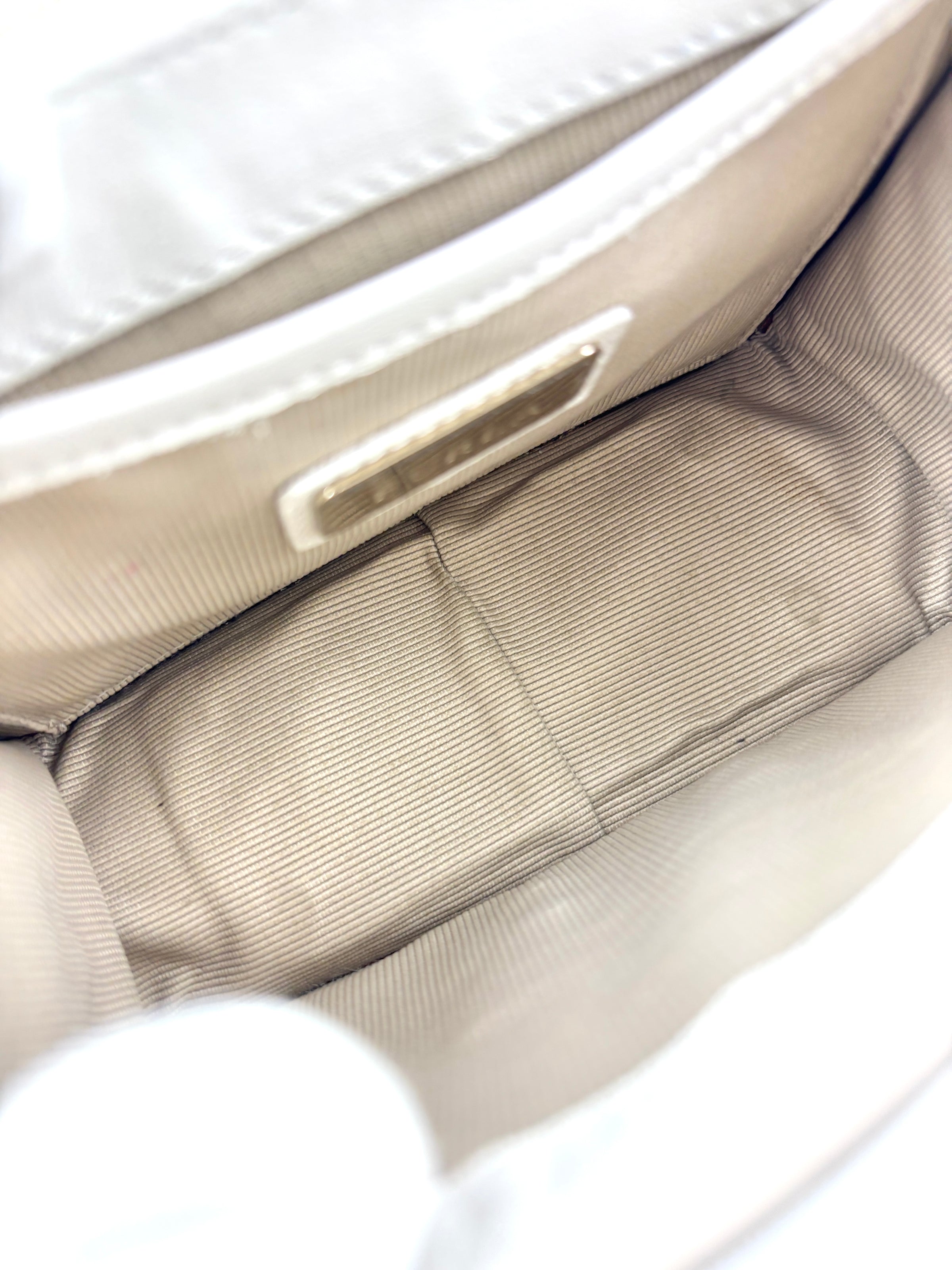 Metropolis Mini Gold Studded White Bag