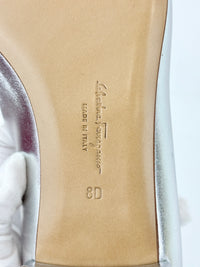 Zeri Pointed Toe Flat Metallic Silver Calfskin Size 38.5