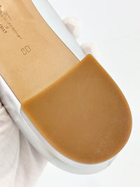 Zeri Pointed Toe Flat Metallic Silver Calfskin Size 38.5