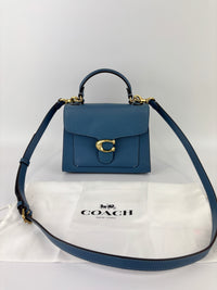 B2081-636 Top Handle Bag in Blue Leather