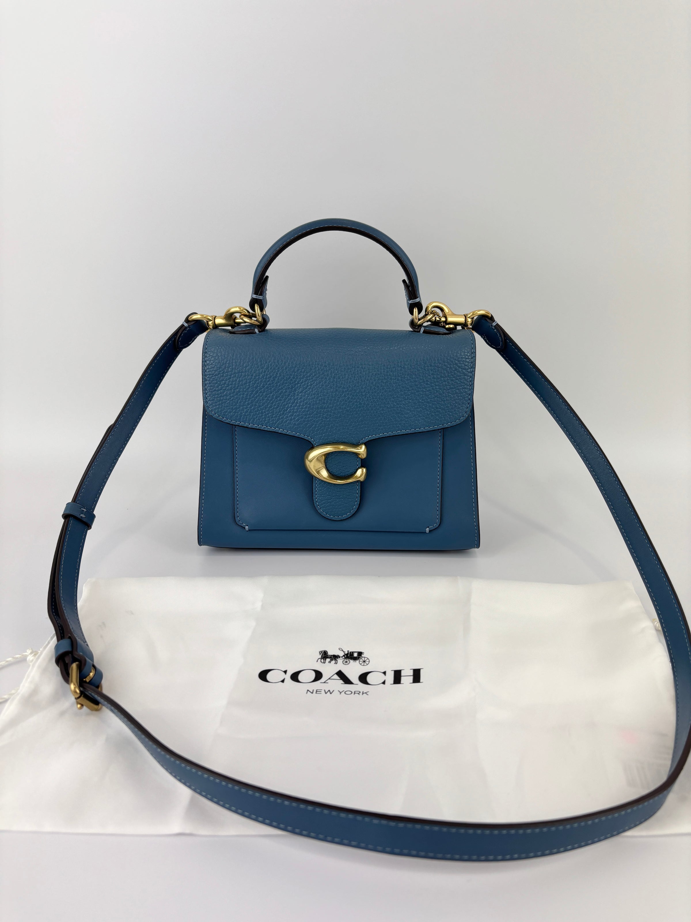 B2081-636 Top Handle Bag in Blue Leather