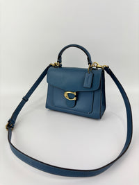 B2081-636 Top Handle Bag in Blue Leather
