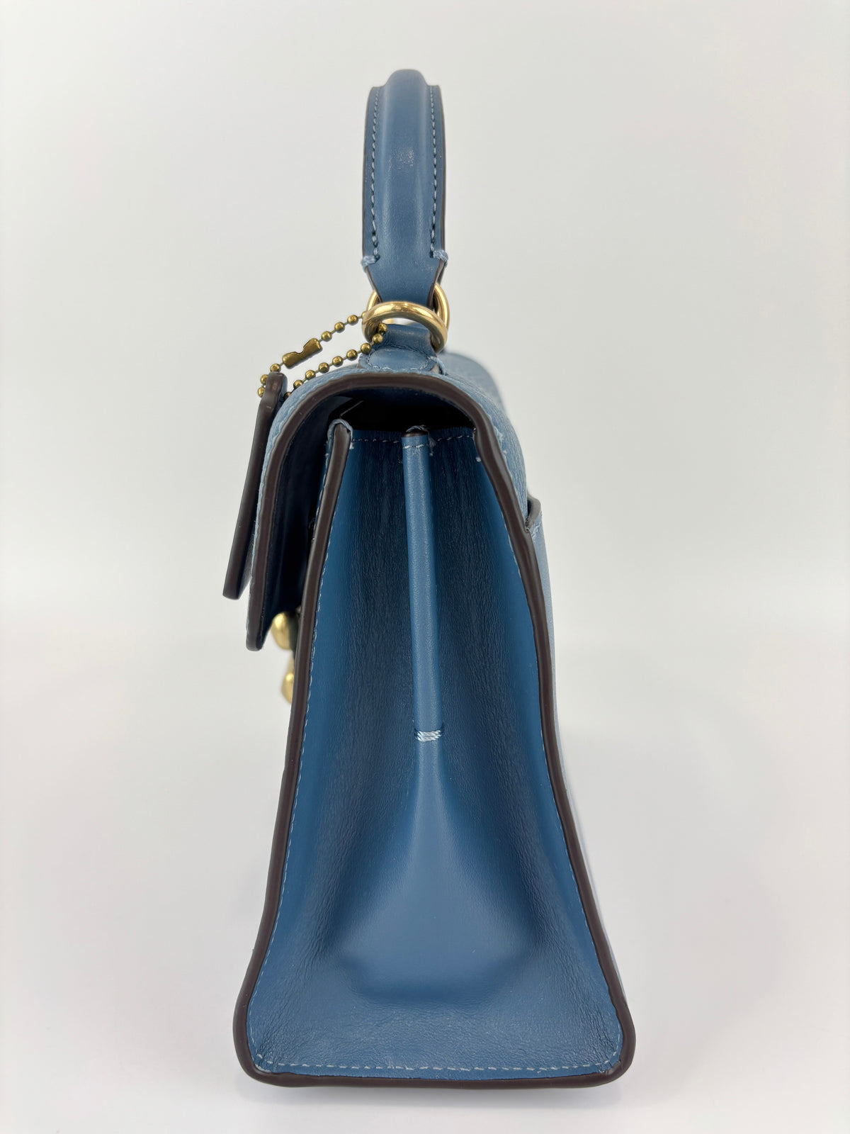 B2081-636 Top Handle Bag in Blue Leather