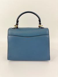 B2081-636 Top Handle Bag in Blue Leather