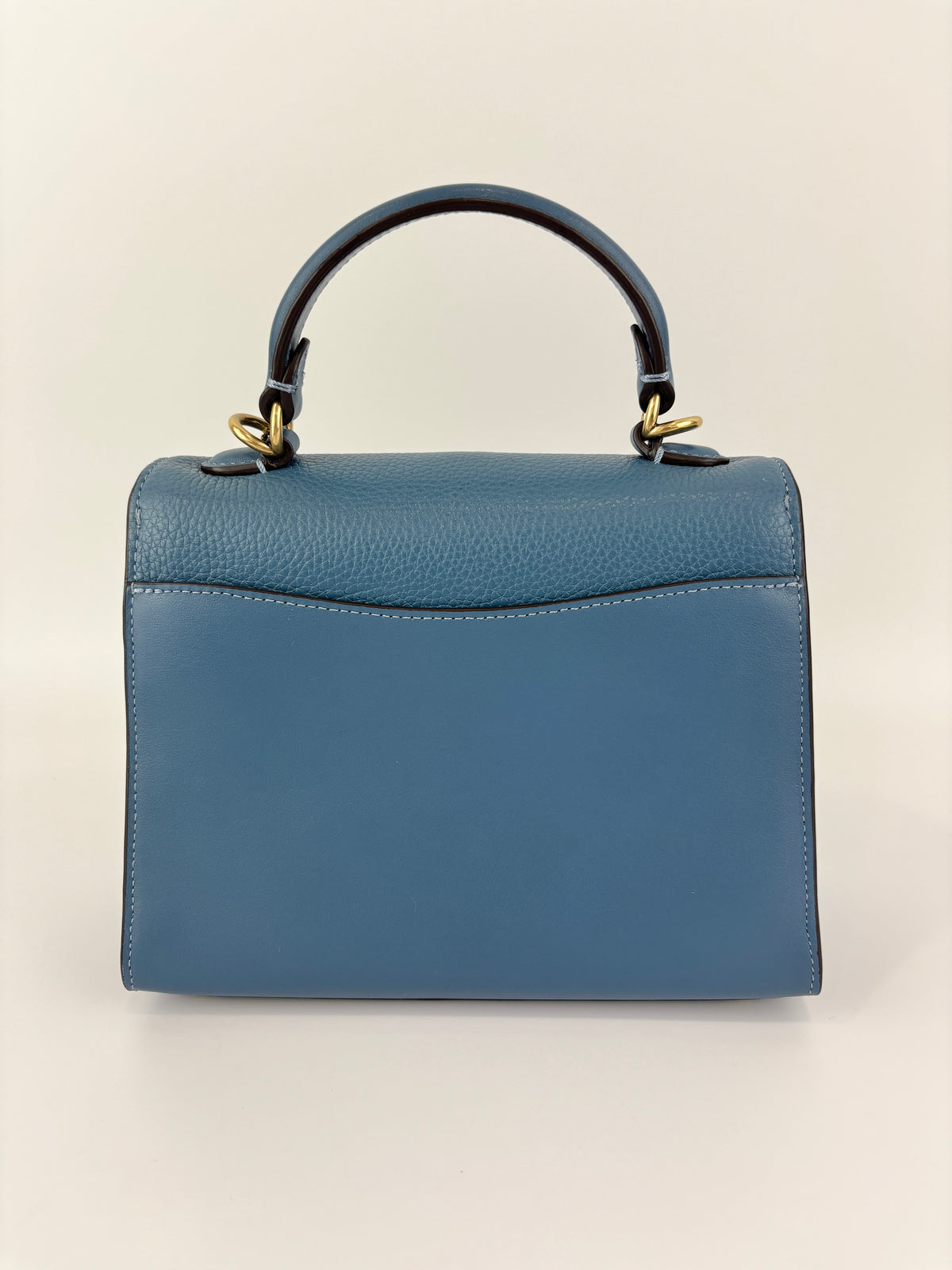 B2081-636 Top Handle Bag in Blue Leather