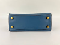 B2081-636 Top Handle Bag in Blue Leather