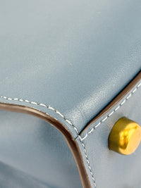 B2081-636 Top Handle Bag in Blue Leather