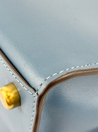 B2081-636 Top Handle Bag in Blue Leather