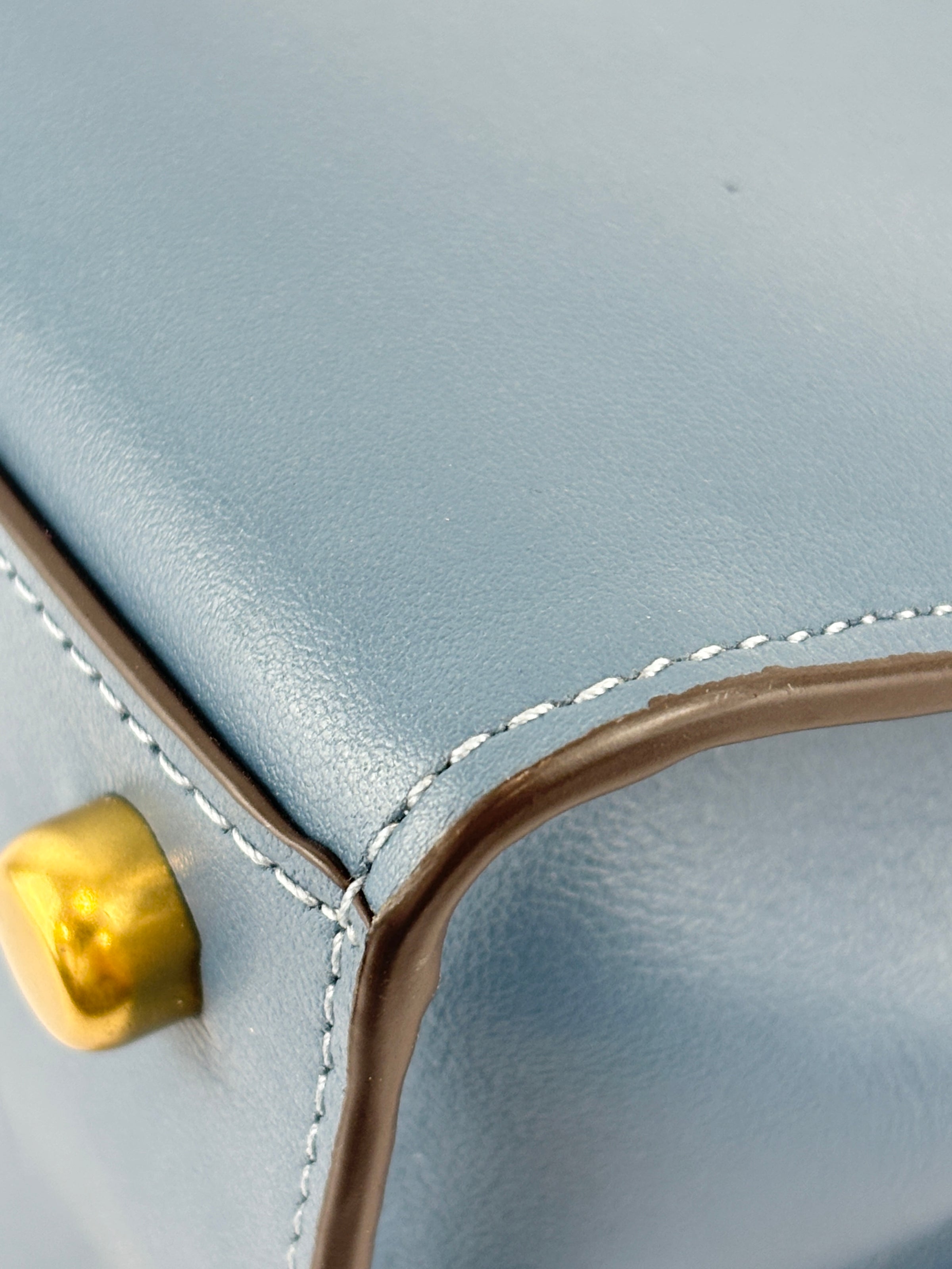 B2081-636 Top Handle Bag in Blue Leather