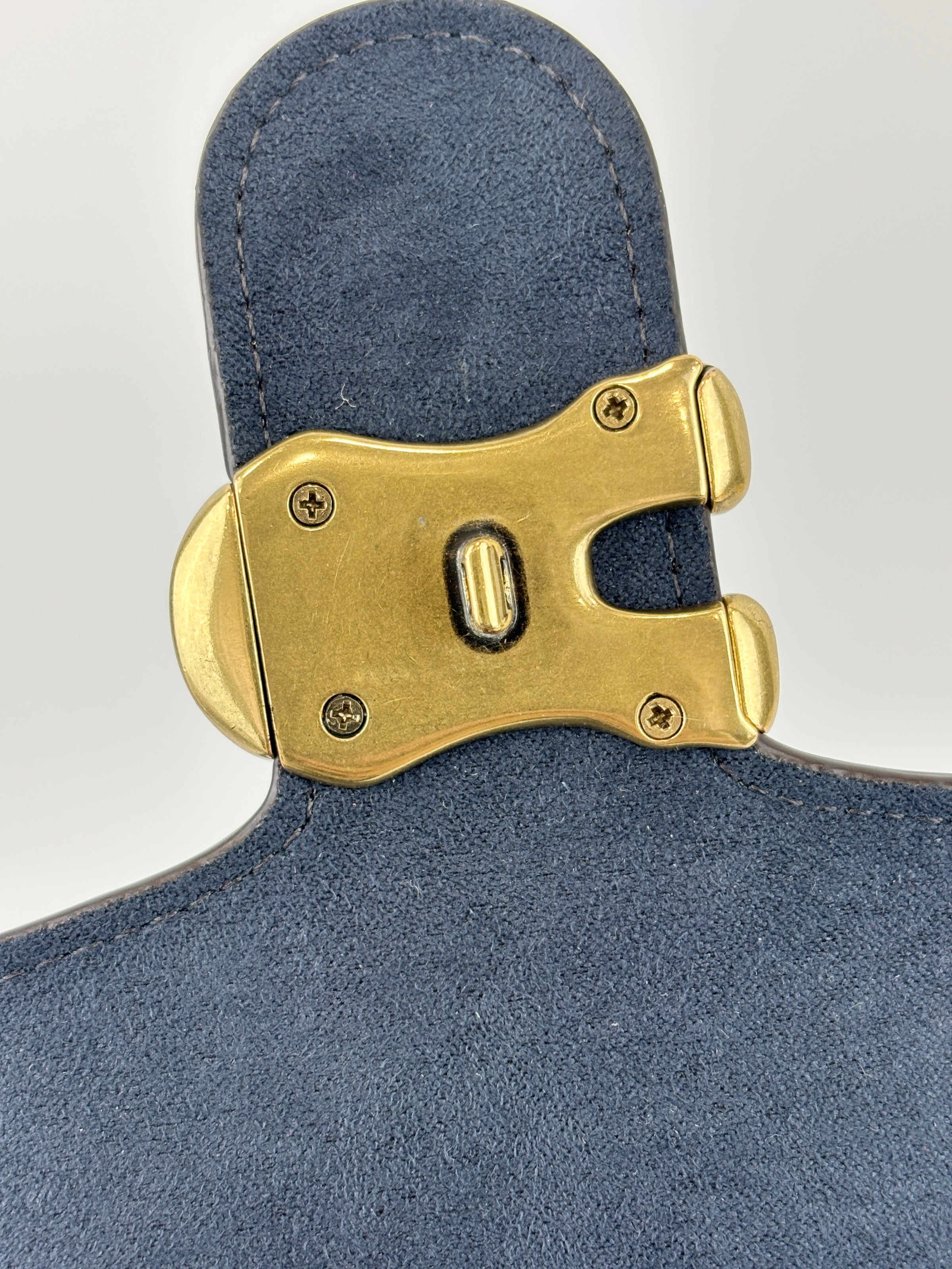 B2081-636 Top Handle Bag in Blue Leather