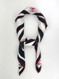 Coco Mark Scarf Silk in Black / White / Red
