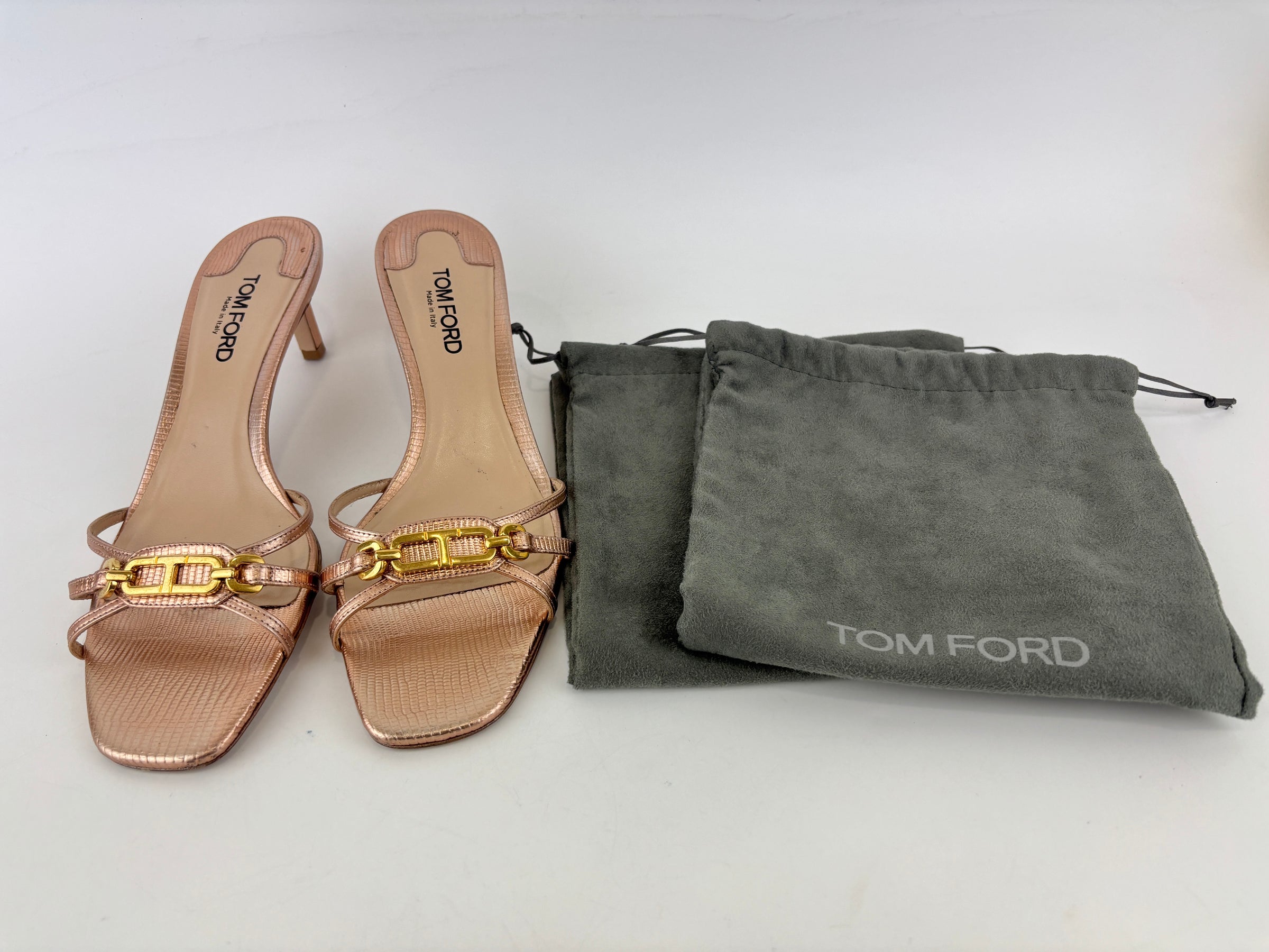 Whitney 55 Mules in Laminated Lizard-Embossed Leather Size 39.5