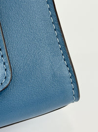 B2081-636 Top Handle Bag in Blue Leather