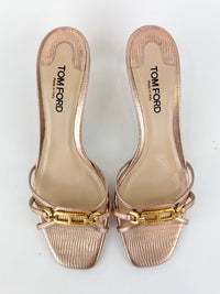 Whitney 55 Mules in Laminated Lizard-Embossed Leather Size 39.5