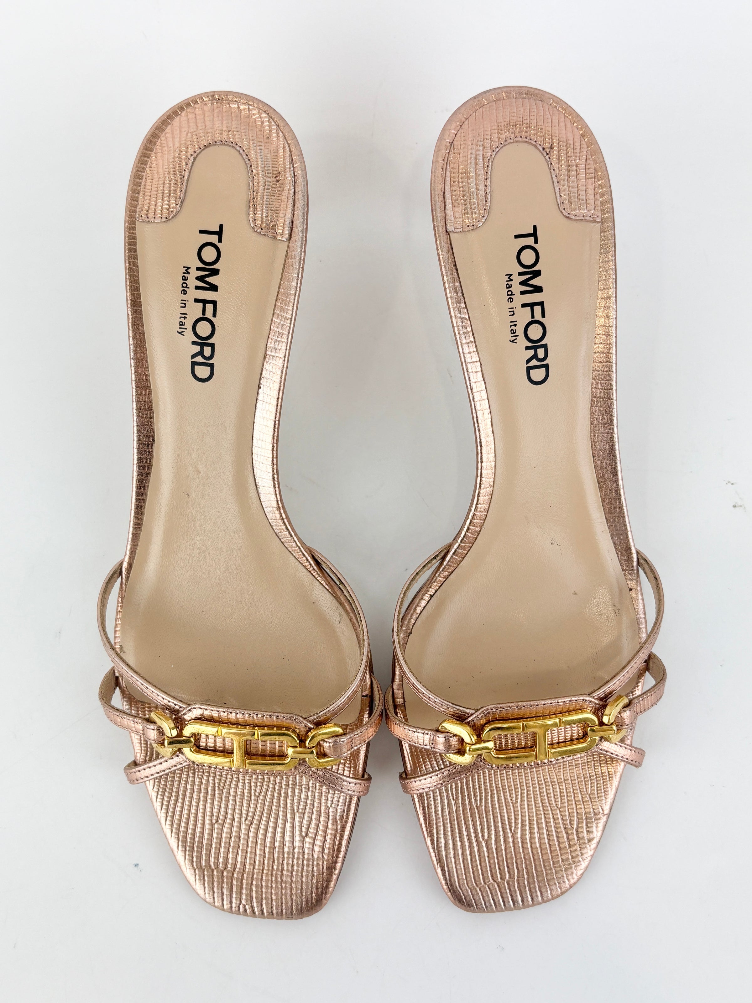 Whitney 55 Mules in Laminated Lizard-Embossed Leather Size 39.5