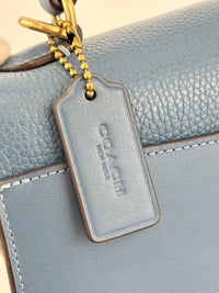 B2081-636 Top Handle Bag in Blue Leather