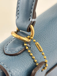 B2081-636 Top Handle Bag in Blue Leather