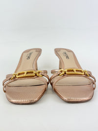 Whitney 55 Mules in Laminated Lizard-Embossed Leather Size 39.5
