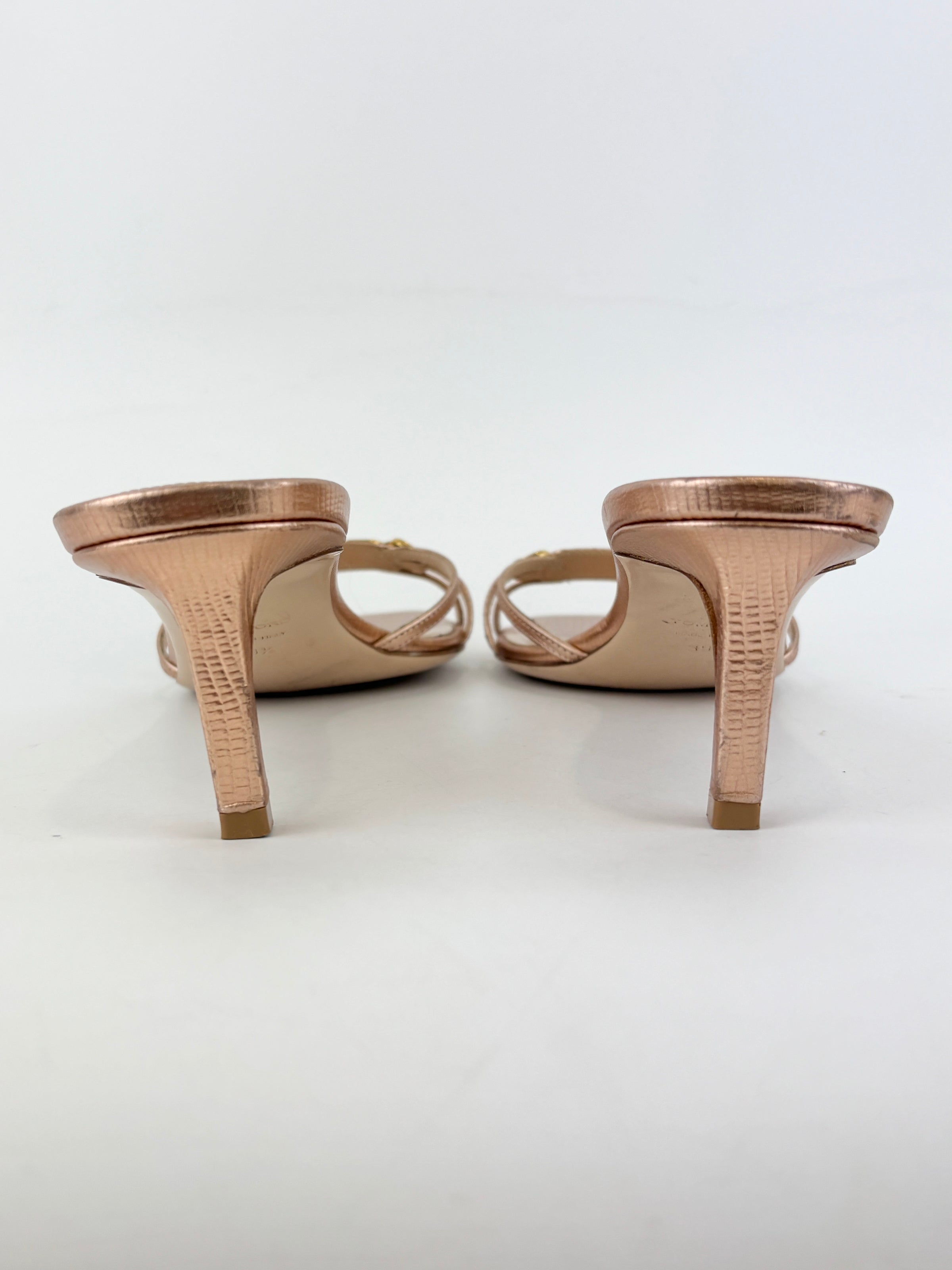 Whitney 55 Mules in Laminated Lizard-Embossed Leather Size 39.5