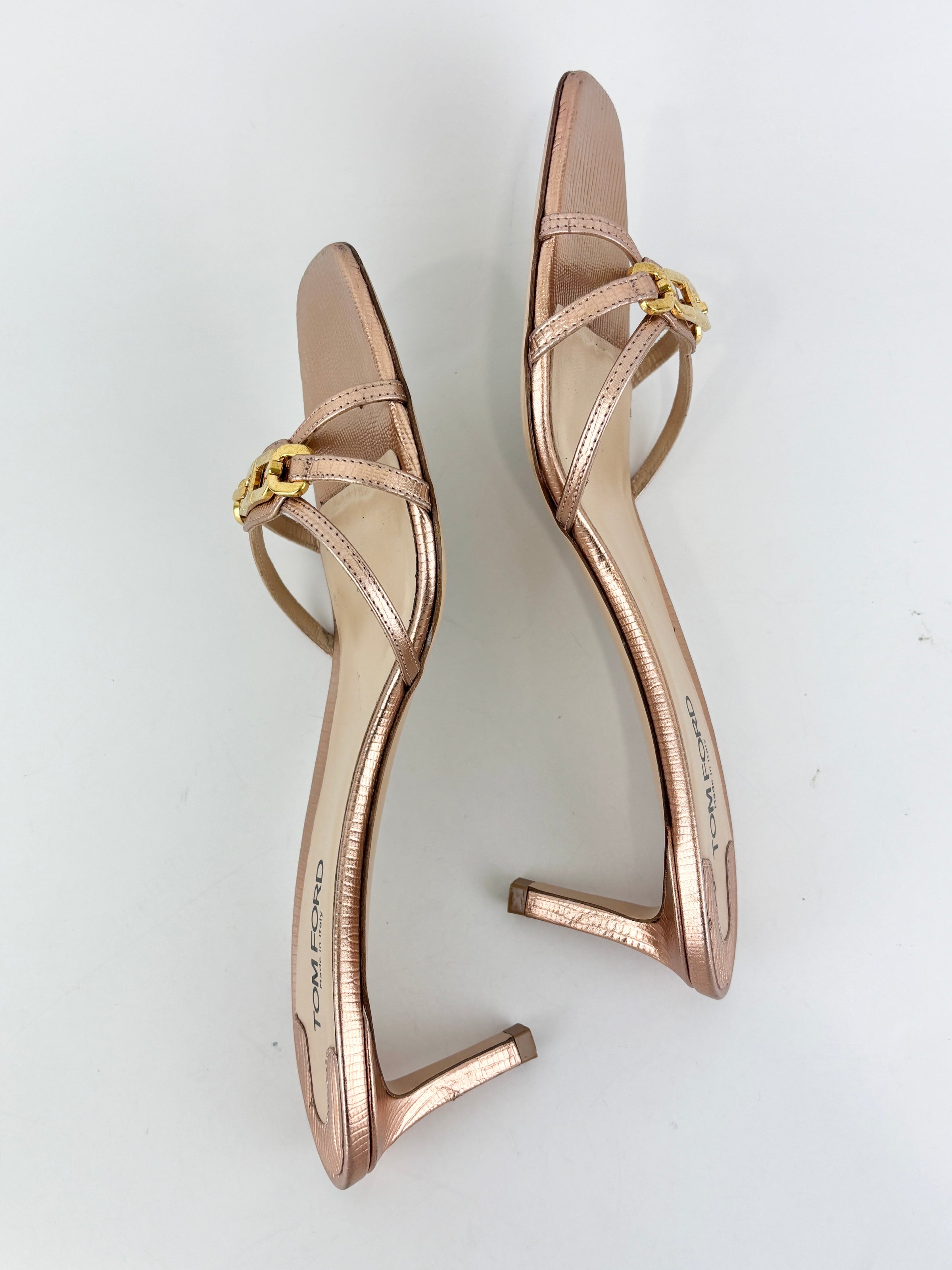 Whitney 55 Mules in Laminated Lizard-Embossed Leather Size 39.5