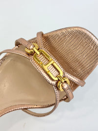 Whitney 55 Mules in Laminated Lizard-Embossed Leather Size 39.5