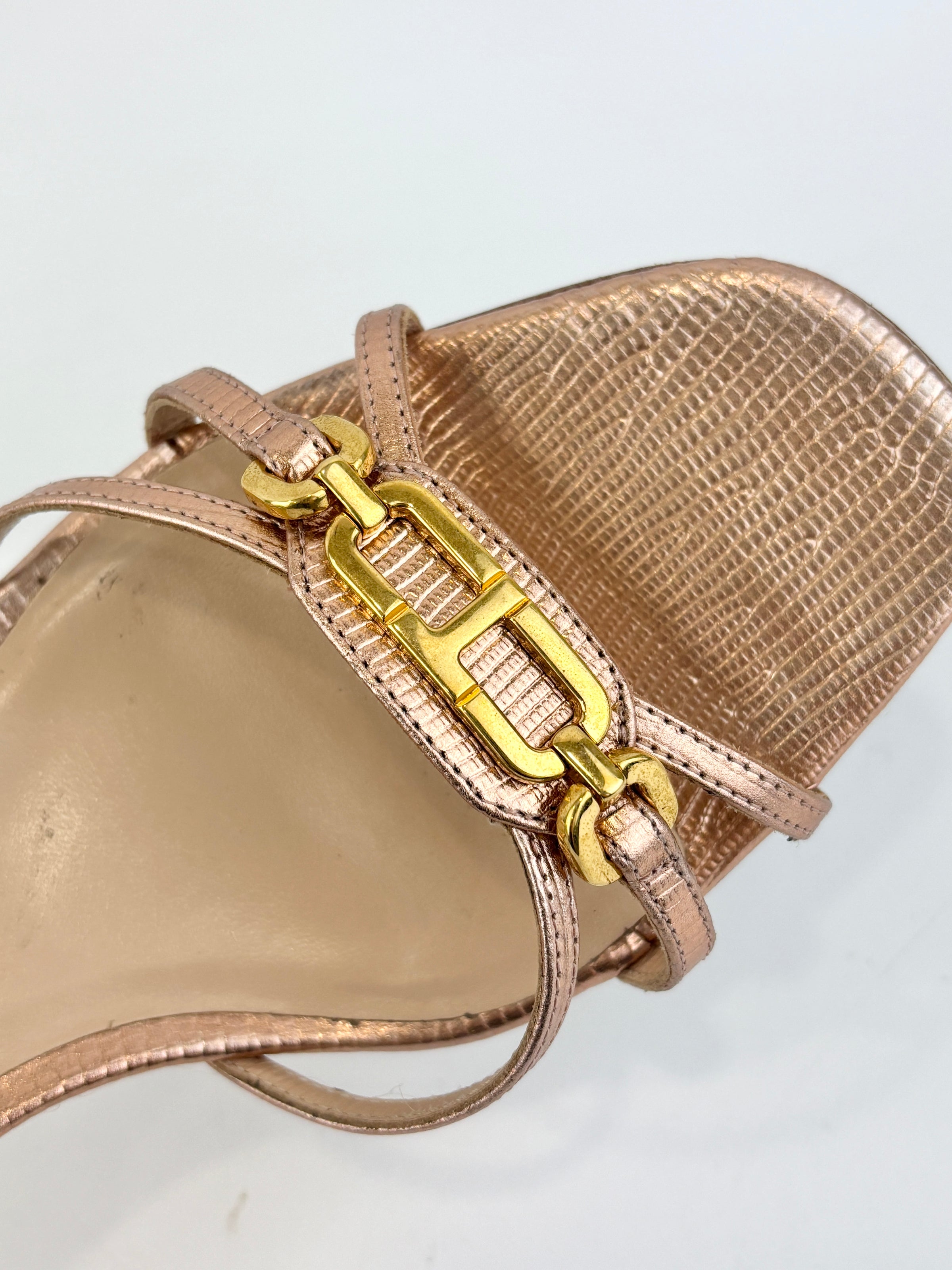 Whitney 55 Mules in Laminated Lizard-Embossed Leather Size 39.5