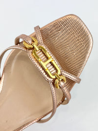 Whitney 55 Mules in Laminated Lizard-Embossed Leather Size 39.5