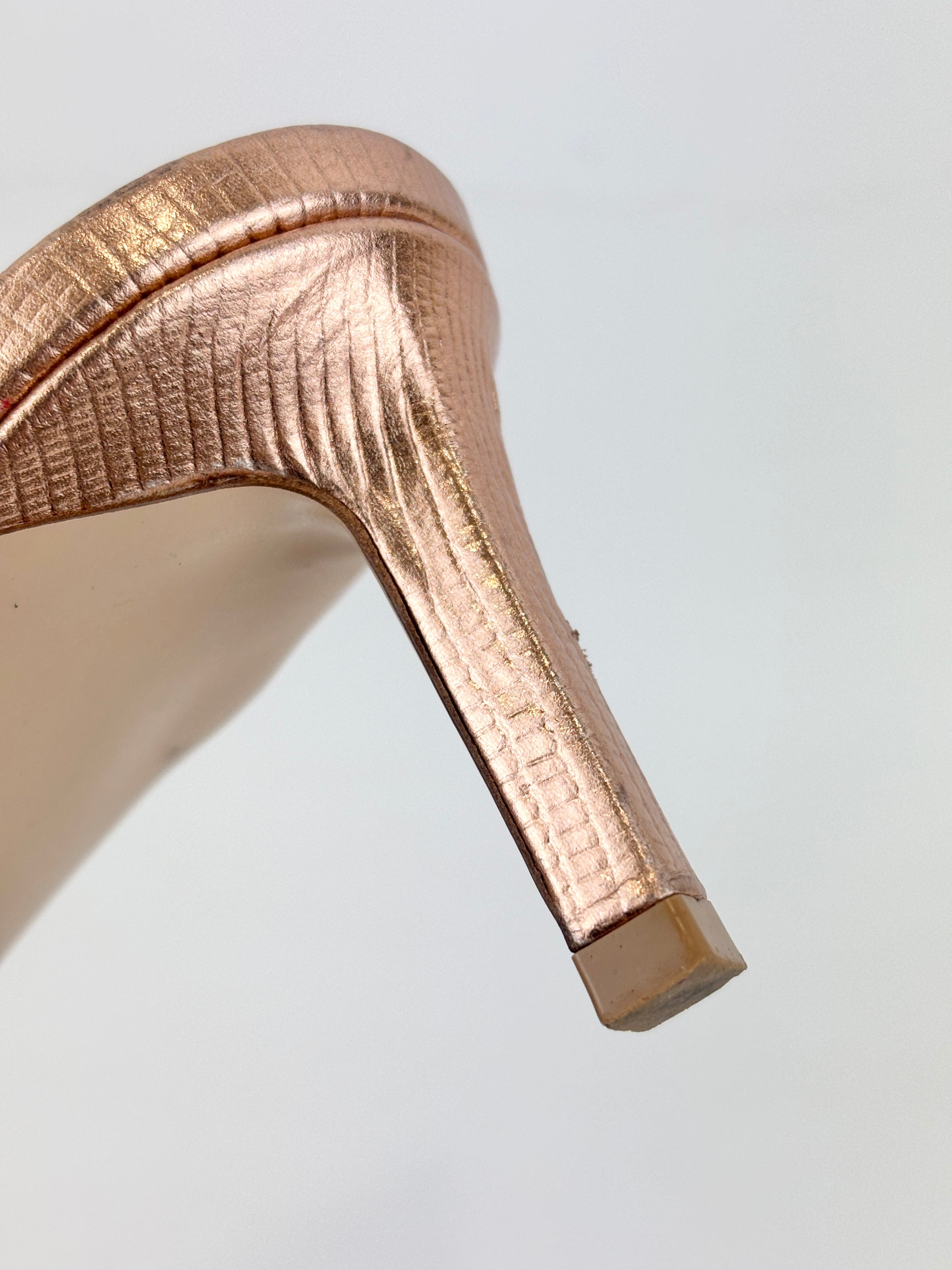 Whitney 55 Mules in Laminated Lizard-Embossed Leather Size 39.5