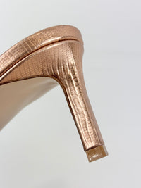 Whitney 55 Mules in Laminated Lizard-Embossed Leather Size 39.5