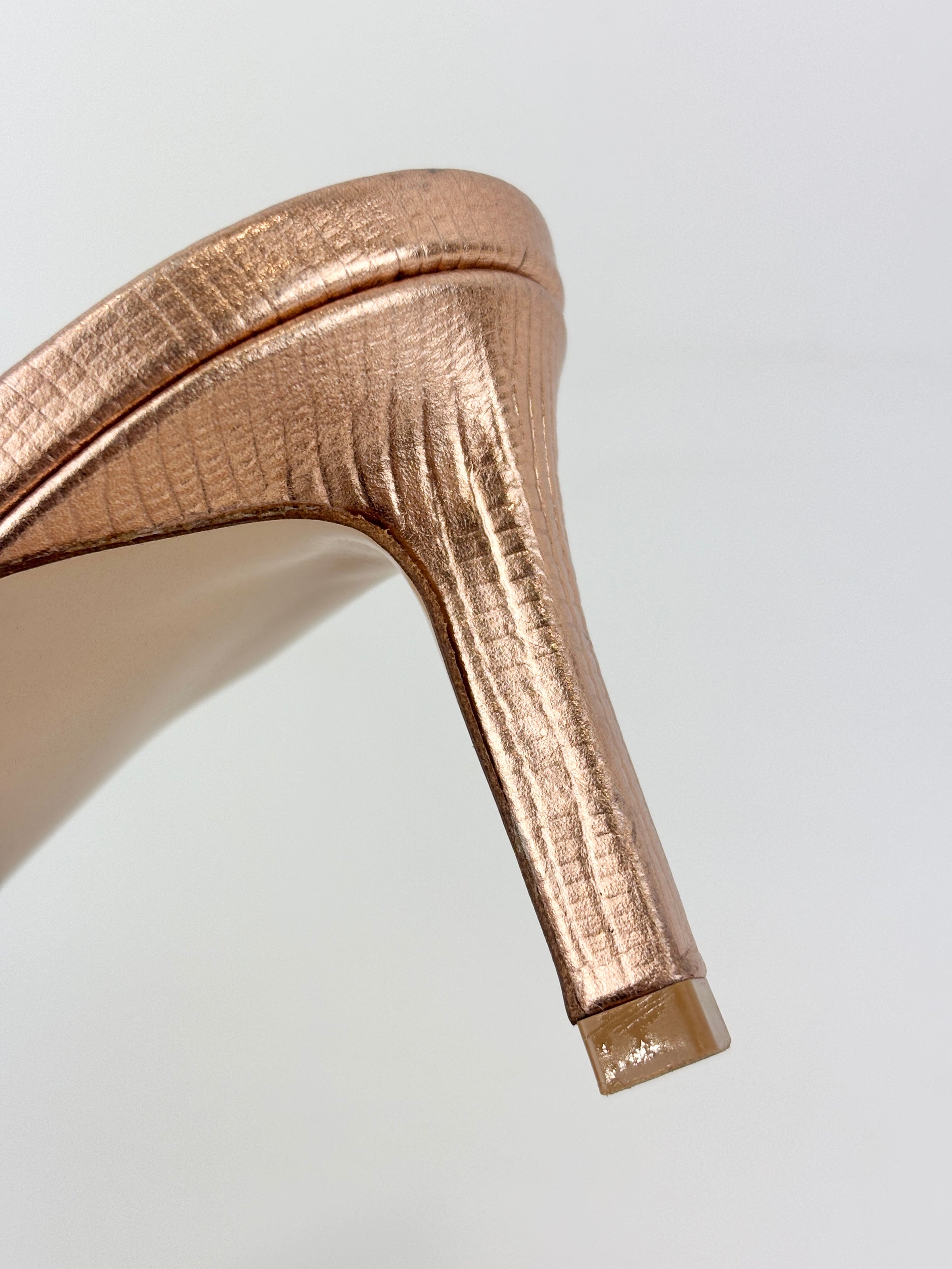 Whitney 55 Mules in Laminated Lizard-Embossed Leather Size 39.5