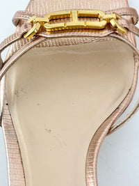 Whitney 55 Mules in Laminated Lizard-Embossed Leather Size 39.5