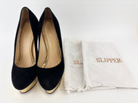 Dolly Platform Heels in Black Suede Size 39