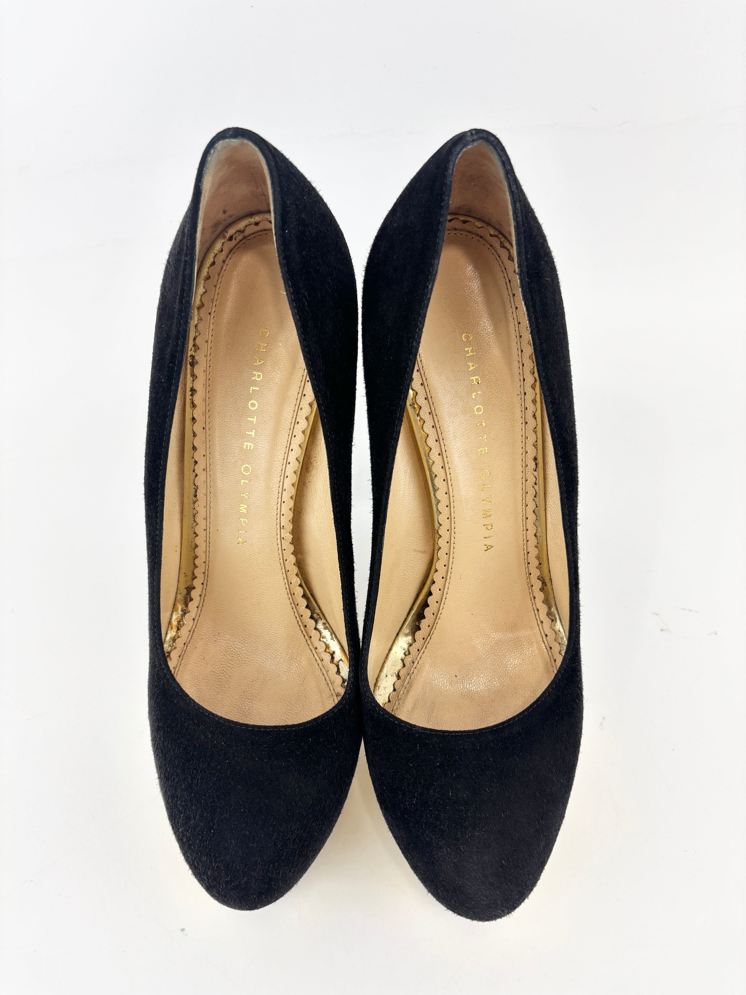 Dolly Platform Heels in Black Suede Size 39