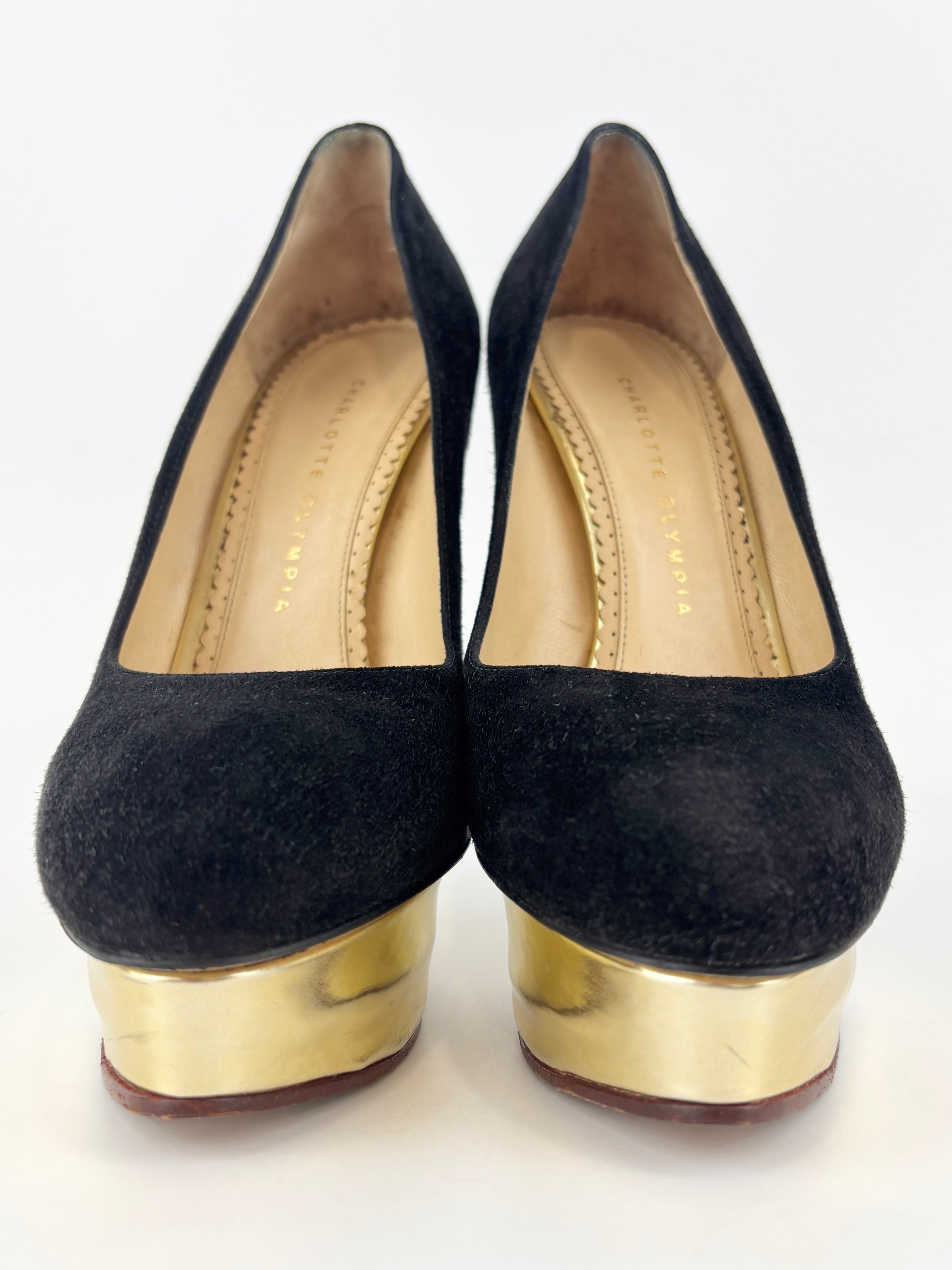Dolly Platform Heels in Black Suede Size 39