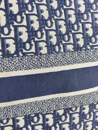Large Book Tote in Blue Dior Oblique Embroidered Canvas