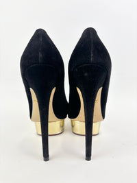 Dolly Platform Heels in Black Suede Size 39