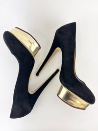 Dolly Platform Heels in Black Suede Size 39