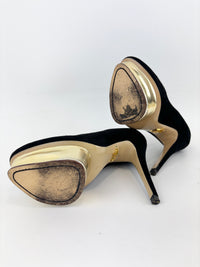 Dolly Platform Heels in Black Suede Size 39