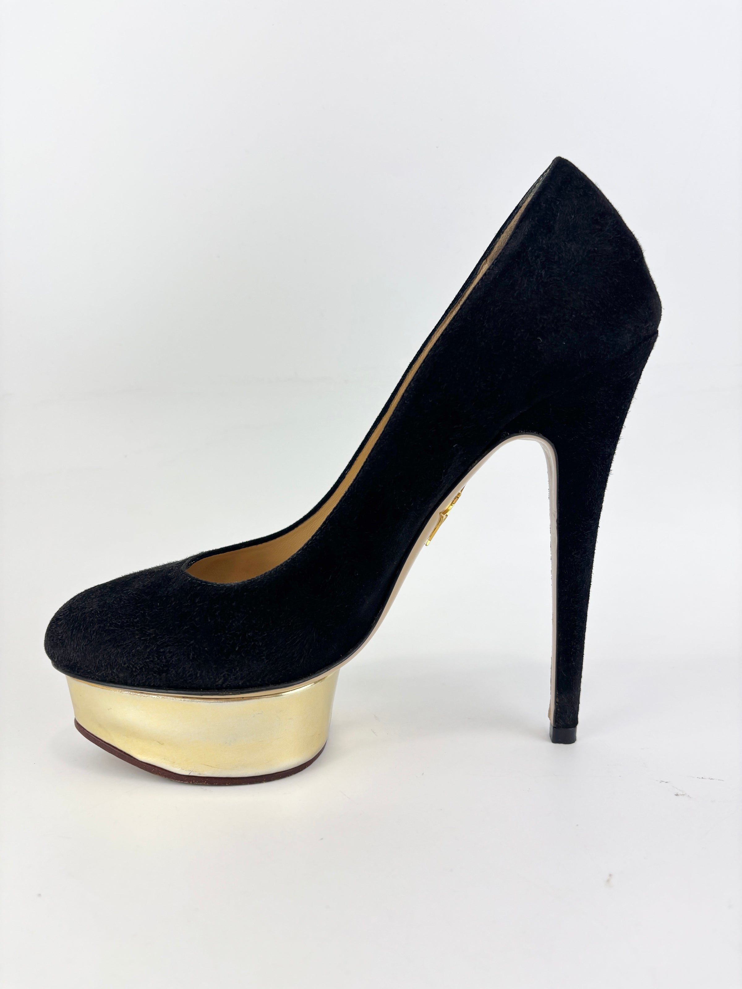 Dolly Platform Heels in Black Suede Size 39