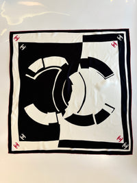Coco Mark Scarf Silk in Black / White / Red