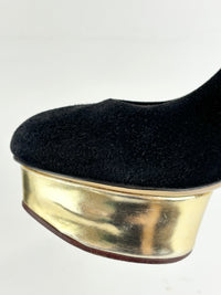 Dolly Platform Heels in Black Suede Size 39