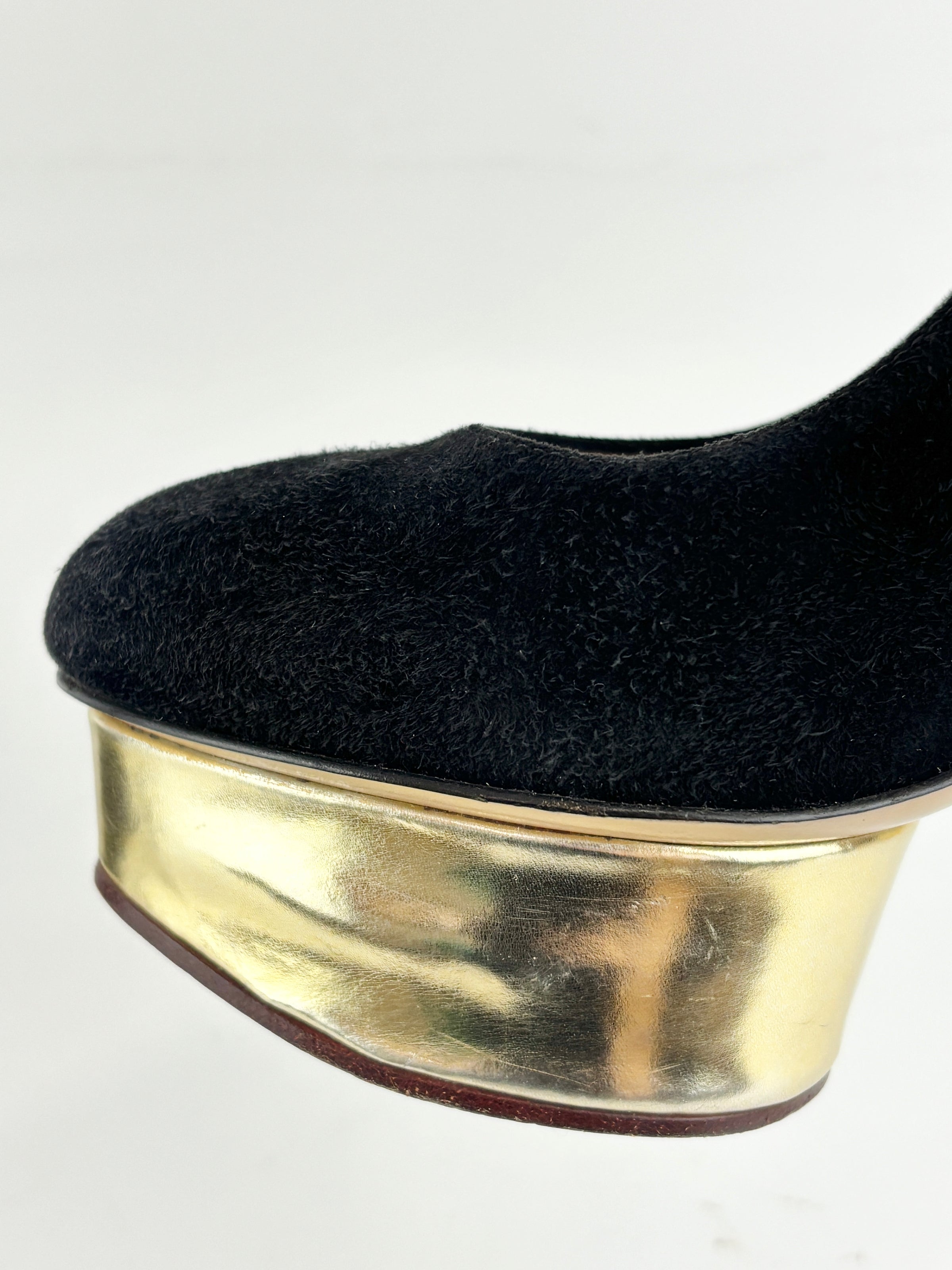 Dolly Platform Heels in Black Suede Size 39