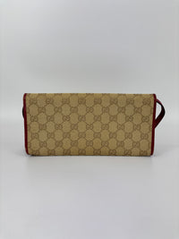 Vintage Bamboo Clutch Bag in Beige / Red GG Fabric